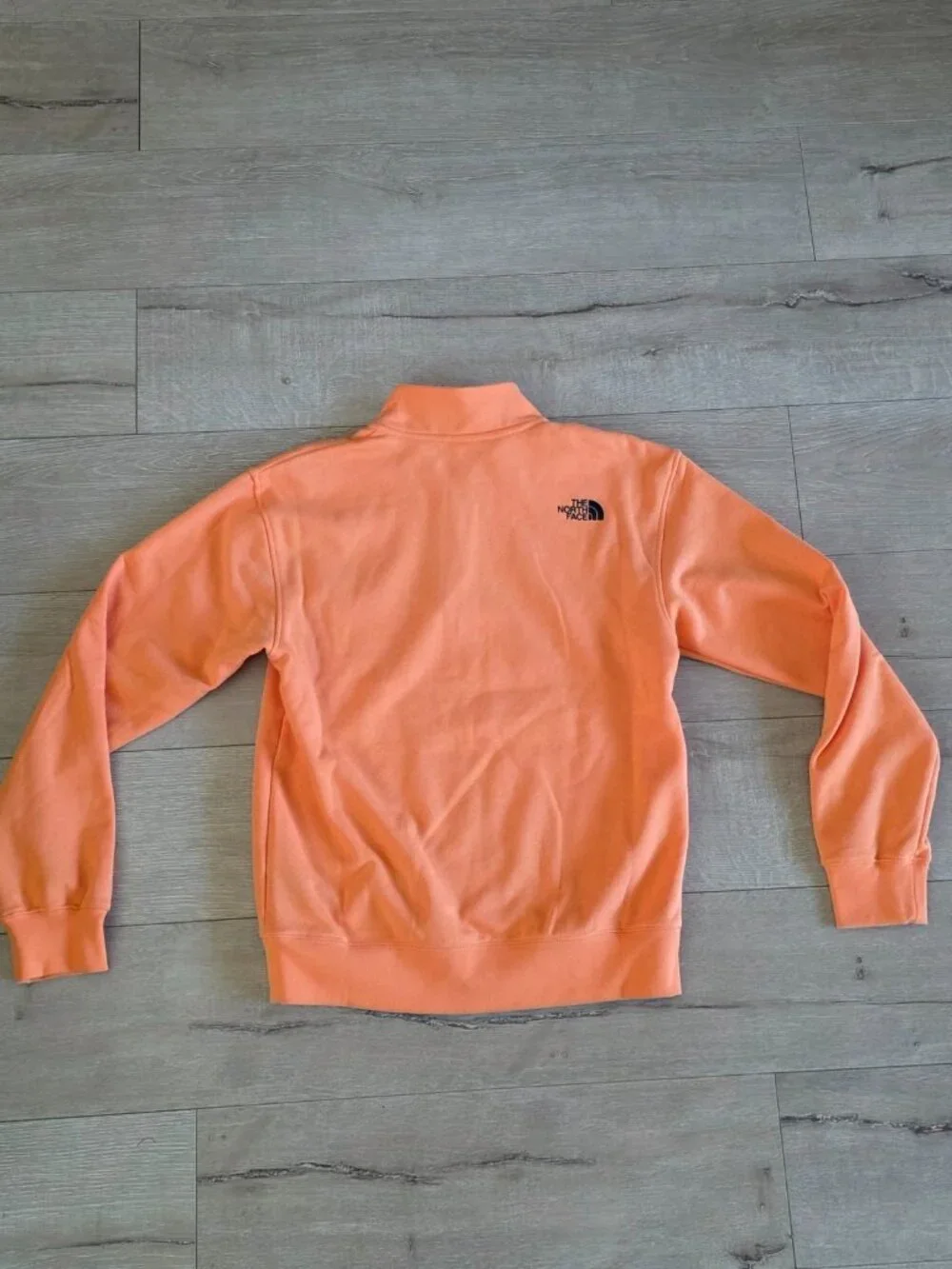 The North Face Fleece Sweatshirt Mens Small Orange Lined Box Half Dome 1/4 Zip